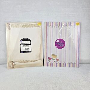 Vintage Letterhead Paper Lot 67 Sheets Florentine Scroll Floral Stripes